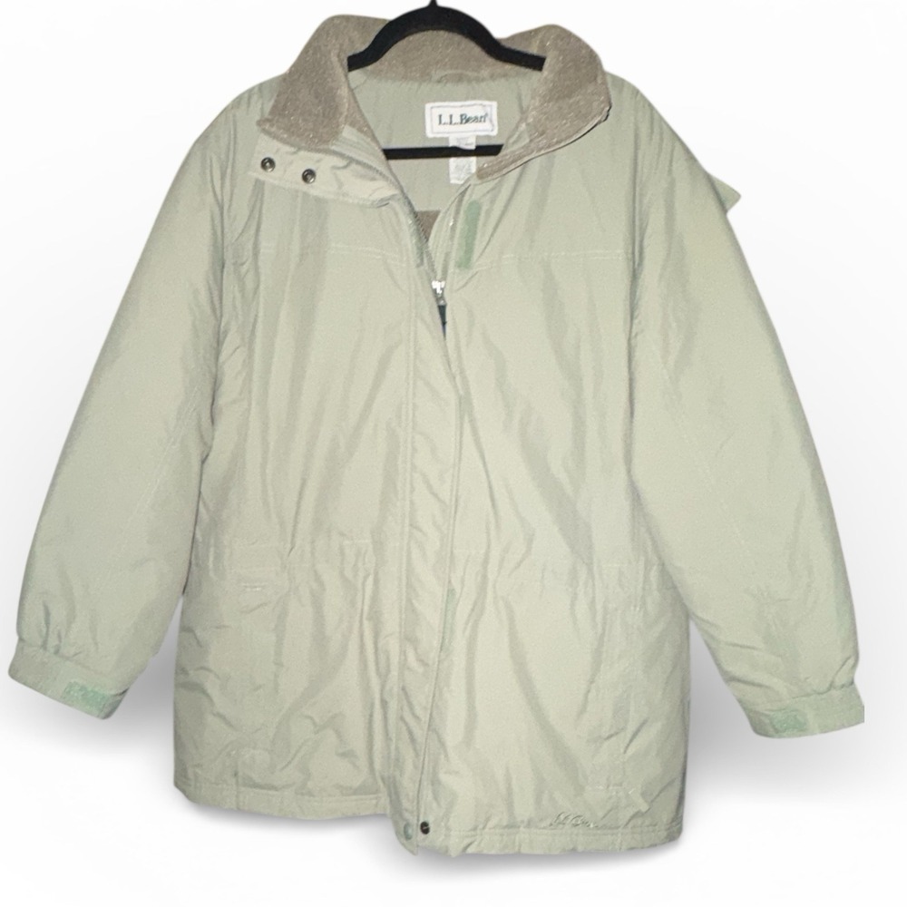 LL Bean Jacket Womens‎ Large Thinsulate Fleece Lined Quilted Hooded Toggle Waist